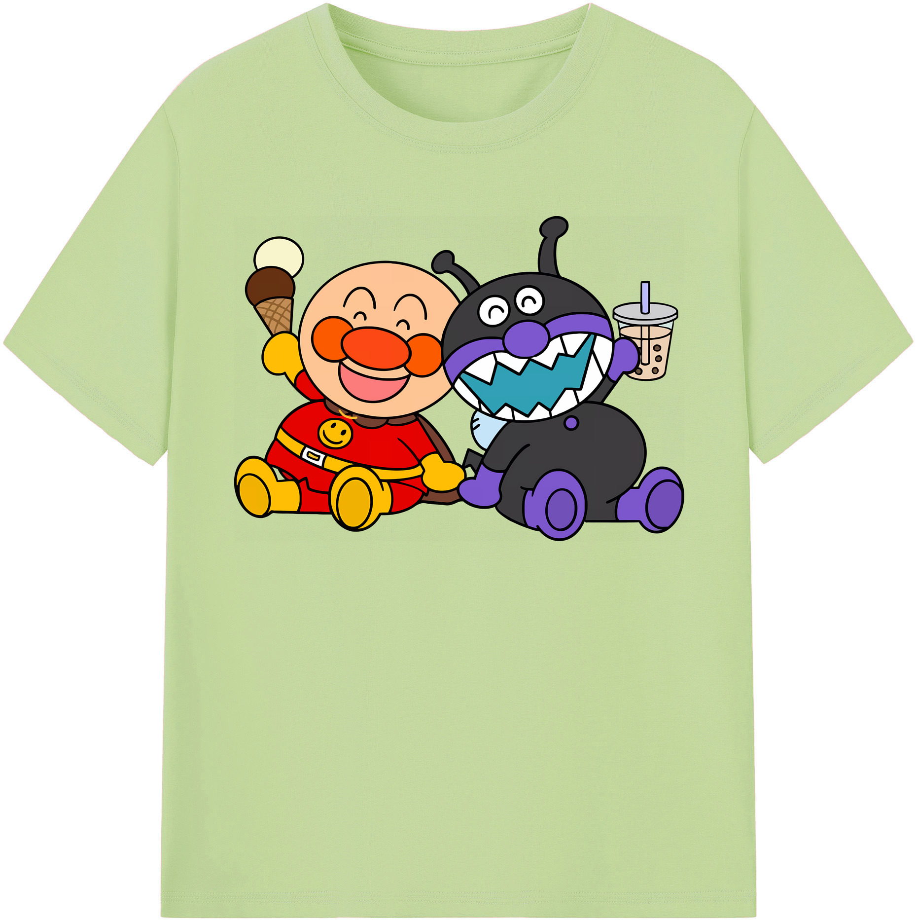 （画像用） アンパンマン Anpanman 綿100％半袖Tシャツ（フロントプリント）